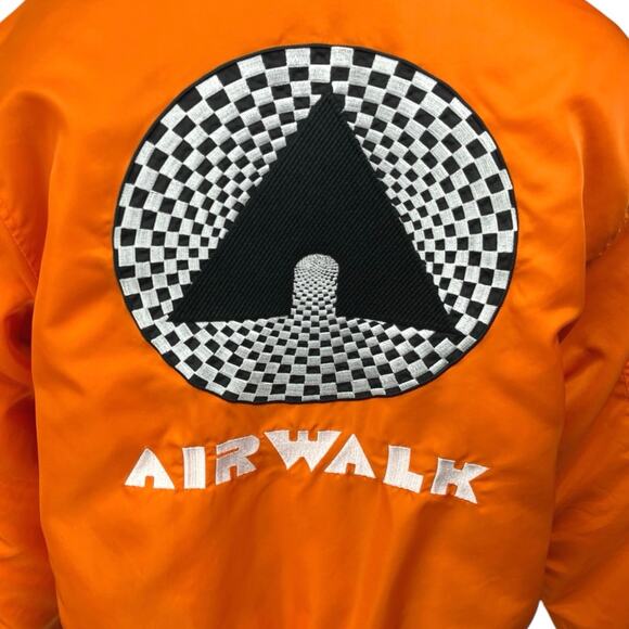 Forever 21 Airwalk Orange Patchworks Full Zip Hooded Bomber Coat Jacket Size S - Picture 4 of 7